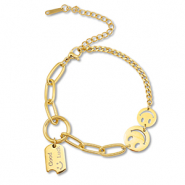 Bracelets en acier Inox smiley Doré