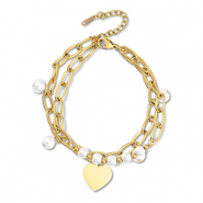 Bracelets en acier Inox cœur Doré