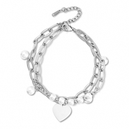 Bracelets en acier Inox cœur Argenté