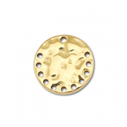 Breloques / connecteur en acier Inox rond Dor&eacute;