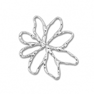 Breloques / connecteur en acier Inox fleur Argenté