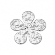 Breloques en acier Inox fleur Argenté