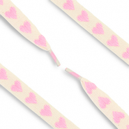 Lacet pour chaussure tendance avec cœur Blanc cassé-rose