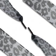 Lacet pour chaussure tendance organza léopard Gris-noir