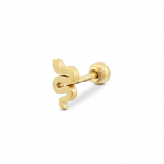 Piercing d’oreilles en acier Inox serpent Doré
