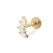 Piercing d’oreilles en acier Inox feuille Doré