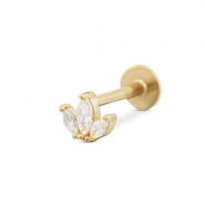 Piercing d’oreilles en acier Inox feuille Doré