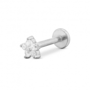 Piercing d’oreilles en acier Inox fleur Argenté