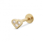 Piercing d’oreilles en acier Inox coeur Doré