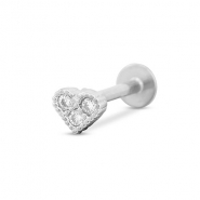 Piercing d’oreilles en acier Inox coeur Argenté