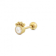 Piercing d’oreilles en acier Inox rond avec boules Doré