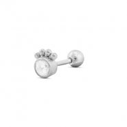 Piercing d’oreilles en acier Inox rond avec boules Argenté