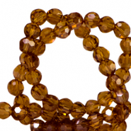 Perles à facettes rondes 4mm Marron roux-pearl shine coating