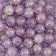 Perles en verre avec pailletes 6 mm Violet-doré