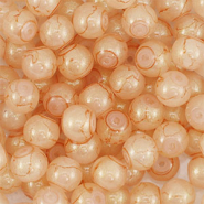 Perles en verre avec pailletes 6 mm Orange corail-doré