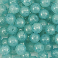 Perles en verre avec pailletes 4 mm Bleu turquoise-doré