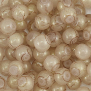 Perles en verre avec pailletes 4 mm Beige-doré