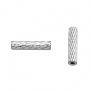 Perles en acier Inox tubes 8mm Argenté
