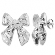 Boucles d'oreilles / puces en acier Inox nœud Argenté