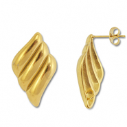 Apprêts en acier Inox boucles d'oreilles / puces d’oreilles aile avec anneau Doré