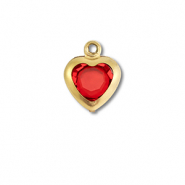 Breloques en acier Inox coeur Doré-rouge