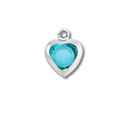 Breloques en acier Inox coeur Argenté-bleu aquamarin