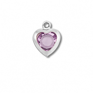 Breloques en acier Inox coeur Argenté-rose clair