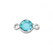 Apprêts en acier Inox connecteur rond Argenté-bleu aquamarin