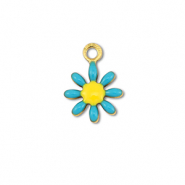 Breloques en acier Inox fleur Doré-bleu-jaune