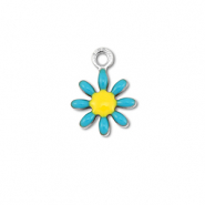 Breloques en acier Inox fleur Argenté-bleu-jaune