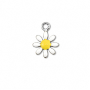 Breloques en acier Inox fleur Argenté-blanc-jaune