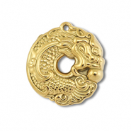 Breloques en acier Inox donut avec dragon Doré