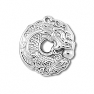 Breloques en acier Inox donut avec dragon Argenté