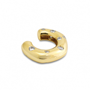 Boucles d'oreilles en acier inox ear cuff avec zirconium Doré-cristal