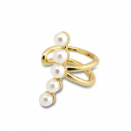 Boucles d'oreilles en acier inox ear cuff avec imitations perles Doré-blanc