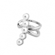 Boucles d'oreilles en acier inox ear cuff avec imitations perles Argenté-blanc