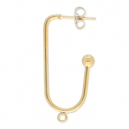 Apprêts en acier Inox boucles d'oreilles / puces d’oreilles oblong ovale avec anneau Doré