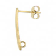 Apprêts en acier Inox boucles d'oreilles / puces d’oreilles oblong avec anneau Doré