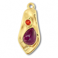 Breloques en m&eacute;tal DQ irr&eacute;gulier Dor&eacute; (sans nickel)-violet-rouge