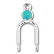 Breloques en métal DQ connecteur Argenté antique (sans nickel)-bleu turquoise