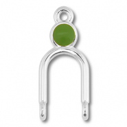 Breloques en métal DQ connecteur Argenté antique (sans nickel)-vert olive