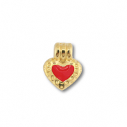 Breloques en m&eacute;tal DQ c&oelig;ur Dor&eacute; (sans nickel)-rouge