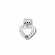 Breloques en métal DQ cœur Argenté antique (sans nickel)-blanc