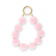 Porte-clés pompom Rose clair-doré