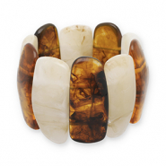 Bracelets en résine Transparent marron ambre-blanc cassé-beige