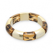 Bracelets en résine avec imprimé léopard Doré-transparent marron ambre clair-noir