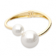 Bracelets en métal avec imitations perles Doré-blanc