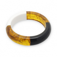 Bracelets jonc en résine Transparent marron ambre-blanc