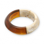 Bracelets jonc en résine Transparent marron ambre-blanc cassé-beige