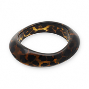 Bracelets jonc en résine avec imprimé léopard Transparent marron ambre